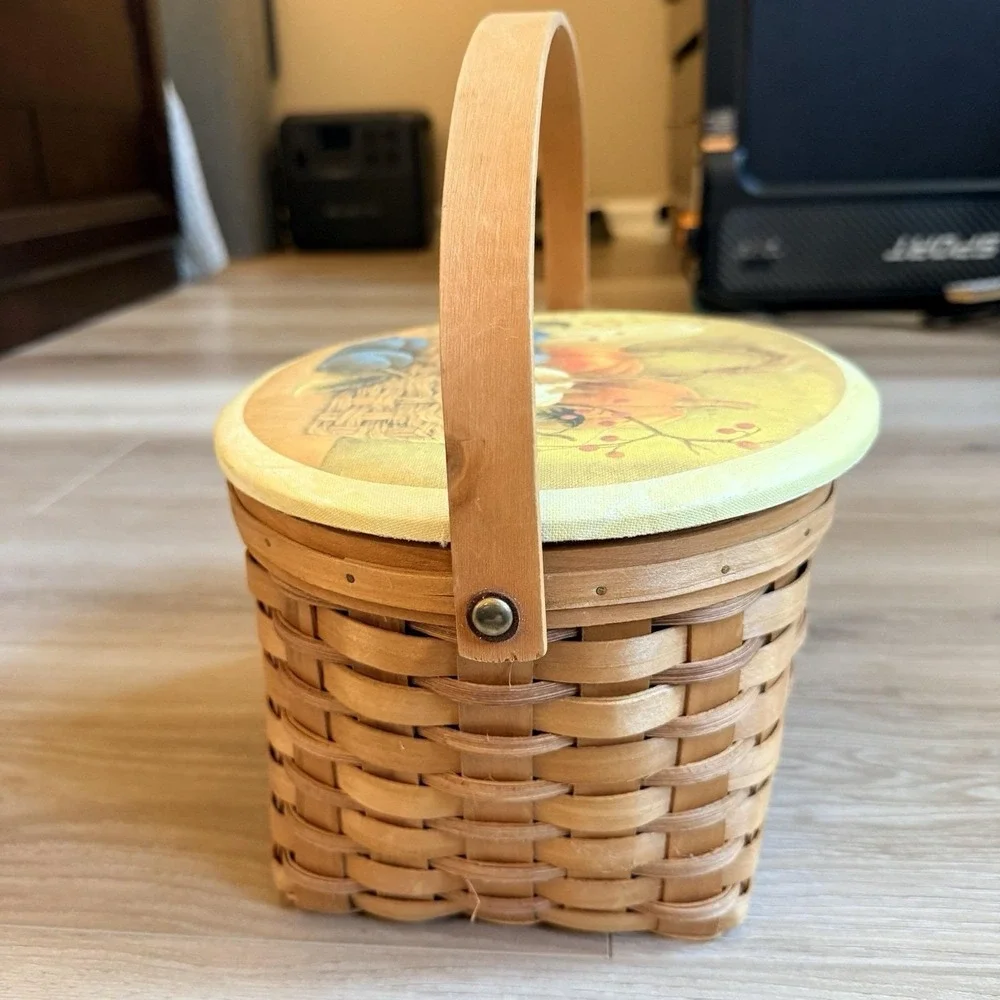 Harvest Fall Decor Basket with Lid and Handle Autumn Pumpkin